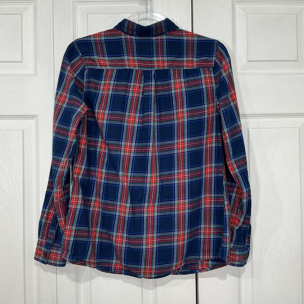 🍓 Old Navy Plaid Red and Blue Flannel Button Down Long Sleeve Shirt - SP - Picture 3 of 5
